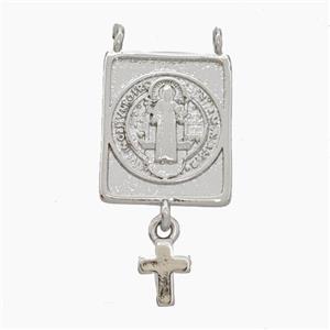 Jesus Charms Copper Pendant 2loops Cross Platinum Plated, approx 13-16mm, 5-7mm [FN50081]