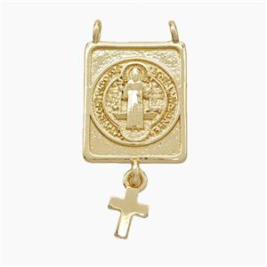 Jesus Charms Copper Pendant 2loops Cross Gold Plated, approx 13-16mm, 5-7mm [FN50082]