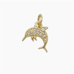 Copper Dolphin Pendant Pave Zirconia Gold Plated, approx 10mm [FN50089]