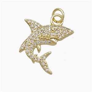 Copper Shark Pendant Pave Zirconia Gold Plated, approx 16mm [FN50097]