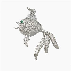 Copper Fish Pendant Pave Zirconia Platinum Plated, approx 25mm [FN50100]