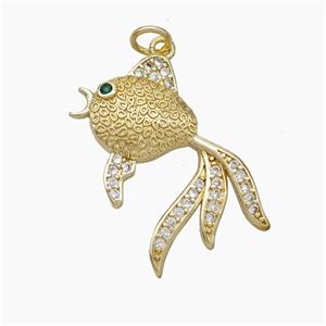 Copper Fish Pendant Pave Zirconia Gold Plated, approx 25mm [FN50101]