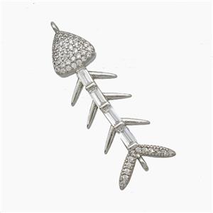 Copper Fishbone Connector Pave Zirconia Platinum Plated, approx 10-30mm [FN50118]