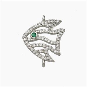 Copper Fish Connector Pave Zirconia Platinum Plated, approx 14-16mm [FN50120]