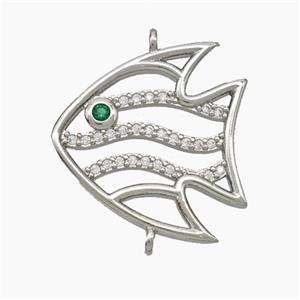 Copper Fish Connector Pave Zirconia Platinum Plated, approx 20-21mm [FN50122]
