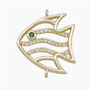 Copper Fish Connector Pave Zirconia Gold Plated, approx 20-21mm [FN50123]