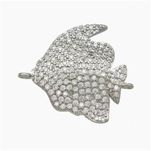 Copper Fish Connector Pave Zirconia Platinum Plated, approx 17-19mm [FN50126]