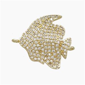 Copper Fish Connector Pave Zirconia Gold Plated, approx 17-19mm [FN50127]