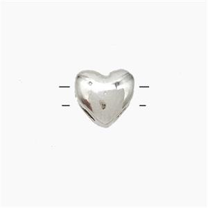 Copper Heart Beads With 2holes Platinum Plated, approx 7mm [FN50128]