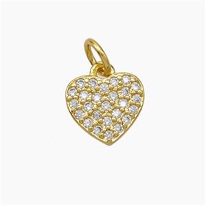 Copper Heart Pendant Pave Zirconia Gold Plated, approx 10mm [FN50131]