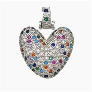 Copper Heart Pendant Pave Zirconia Platinum Plated, approx 20mm [FN50134]