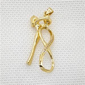 Copper Dancer Girls Pendant Pave Zirconia Infinity Gold Plated, approx 8-30mm, 10-35mm [FN50137]