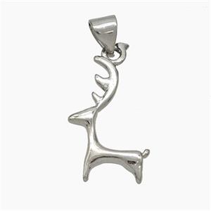 Christmas Reindeer Copper Pendant Platinum Plated, approx 12-20mm [FN50166]