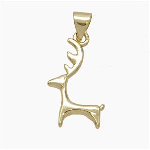 Christmas Reindeer Copper Pendant Gold Plated, approx 12-20mm [FN50167]