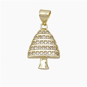 Christmas Tree Copper Pendant Pave Zirconia Gold Plated, approx 13-16mm [FN50171]