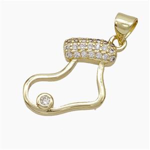 Christmas Stocking Copper Pendant Pave Zirconia Gold Plated, approx 15-20mm [FN50175]
