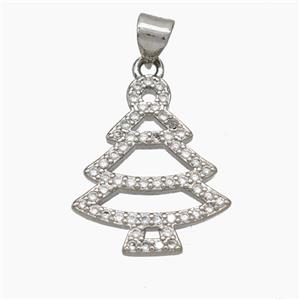 Christmas Tree Copper Pendant Pave Zirconia Platinum Plated, approx 17-20mm [FN50178]