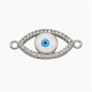 Copper Evil Eye Connector Pave Zirconia Enamel Platinum Plated, approx 12-20mm [FN50182]