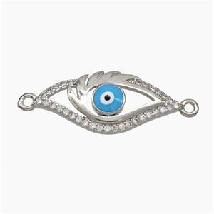 Copper Evil Eye Connector Pave Zirconia Enamel Platinum Plated, approx 10-25mm [FN50184]