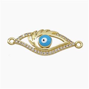 Copper Evil Eye Connector Pave Zirconia Enamel Gold Plated, approx 10-25mm [FN50185]