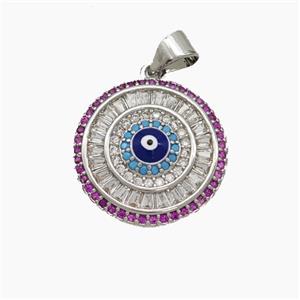 Copper Evil Eye Connector Pave Zirconia Enamel Platinum Plated, approx 17mm [FN50186]