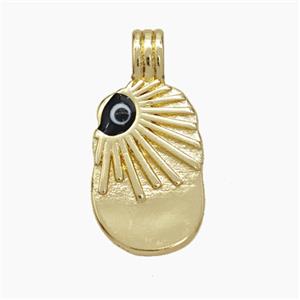 Copper Eye Pendant Black Enamel Gold Plated, approx 10-20mm [FN50192]