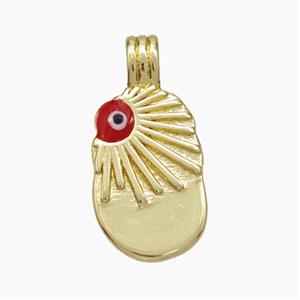 Copper Eye Pendant Red Enamel Gold Plated, approx 10-20mm [FN50193]