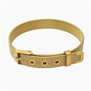 Stainless Steel Bracelet Adjustable Gold Plated, approx 10mm, 23cm length [FN50283]