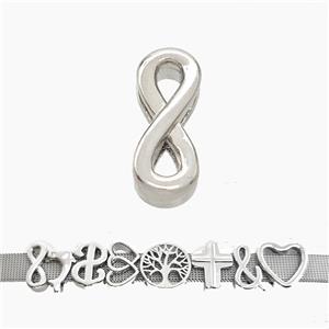 Copper Watchband Beads Number 8 Eight Flat Hole Platinum Plated, approx 7-16mm, 3-11mm hole [FN50284]