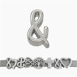 Copper Watchband Beads Ampersand Symbols Flat Hole Platinum Plated, approx 10-16mm, 3-11mm hole [FN50286]