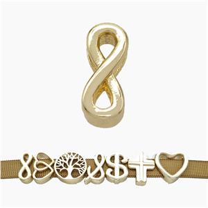 Copper Watchband Beads Number-8 Eight Flat Hole Gold Plated, approx 7-16mm, 3-11mm hole [FN50292]