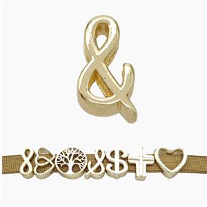 Copper Watchband Beads Ampersand Symbols Flat Hole Gold Plated, approx 10-16mm, 3-11mm hole [FN50294]