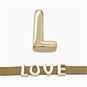 Copper Watchband Beads Letter-L Flat Hole Gold Plated, approx 10-14mm, 3-11mm hole [FN50338]