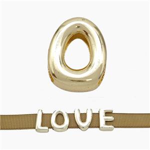 Copper Watchband Beads Letter-O Flat Hole Gold Plated, approx 10-14mm, 3-11mm hole [FN50341]