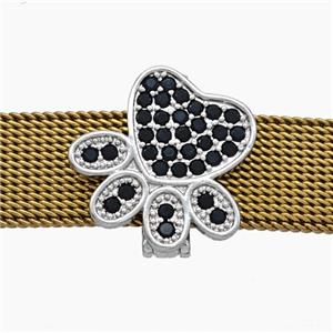Copper Watchband Beads Pave Zirconia Paws Flat Hole Platinum Plated, approx 15mm, 2-10mm hole [FN50486]