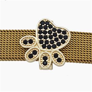 Copper Watchband Beads Pave Zirconia Paws Flat Hole Gold Plated, approx 15mm, 2-10mm hole [FN50487]
