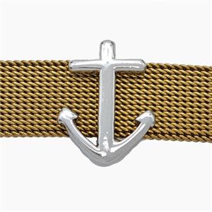 Copper Watchband Beads Anchor Flat Hole Platinum Plated, approx 12-16mm, 2-10mm hole [FN50507]
