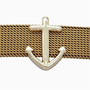 Copper Watchband Beads Anchor Flat Hole Gold Plated, approx 12-16mm, 2-10mm hole [FN50508]