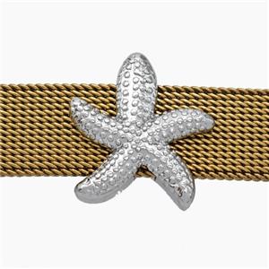 Copper Watchband Beads Starfish Flat Hole Platinum Plated, approx 15-16mm, 2-10mm hole [FN50509]