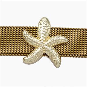 Copper Watchband Beads Starfish Flat Hole Gold Plated, approx 15-16mm, 2-10mm hole [FN50510]