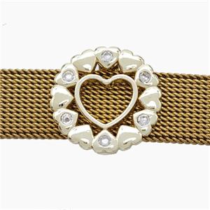 Copper Watchband Beads Heart Flat Hole Gold Plated, approx 15mm, 2-10mm hole [FN50512]