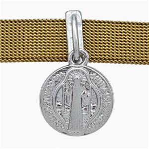 Copper Watchband Beads Jesus Flat Hole Platinum Plated, approx 16mm, 2-10mm hole [FN50537]