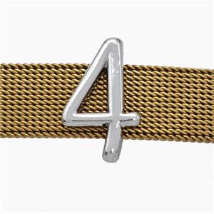 Copper Watchband Beads Number-4 Four Flat Hole Platinum Plated, approx 10-16mm, 2-10mm hole [FN50539]