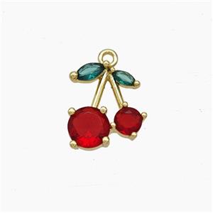 Copper Cherry Pendant Pave Zirconia Gold Plated, approx 12mm [FN50622]