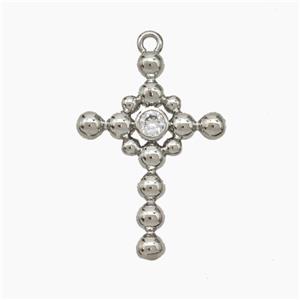 Copper Cross Pendant Pave Zirconia Platinum Plated, approx 18-26mm [FN50626]