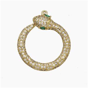 Copper Snake Pendant Pave Zirconia Gold Plated, approx 27mm [FN50628]