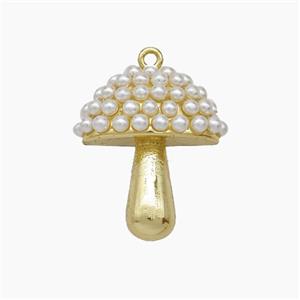 Copper Mushroom Pendant Pave Pearlized Resin Gold Plated, approx 18-20mm [FN50639]