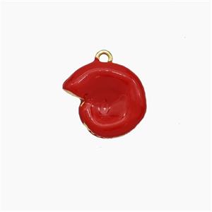 Copper Spiral Shell Pendant Red Enamel Gold Plated, approx 10-11mm [FN50660]