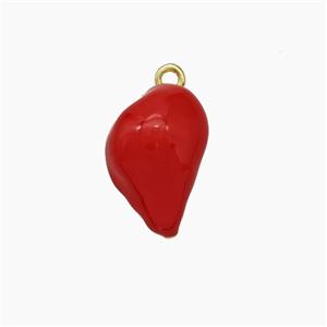 Copper Clam Pendant Red Enamel Gold Plated, approx 9-14mm [FN50661]