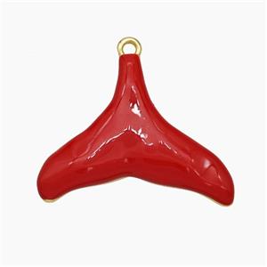 Copper Shark-tail Pendant Red Enamel Gold Plated, approx 20-25mm [FN50667]